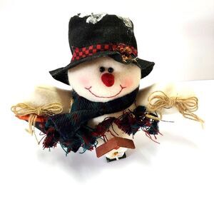 Vintage Crazy Mountain Stuffed Snowman with Weighted Bottom